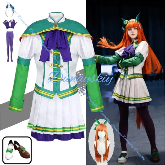 Anime Umamusume: Pretty Derby Silence Suzuka Cosplay Costume Wig Tail Headwear Women Girls Uniform For Halloween Party