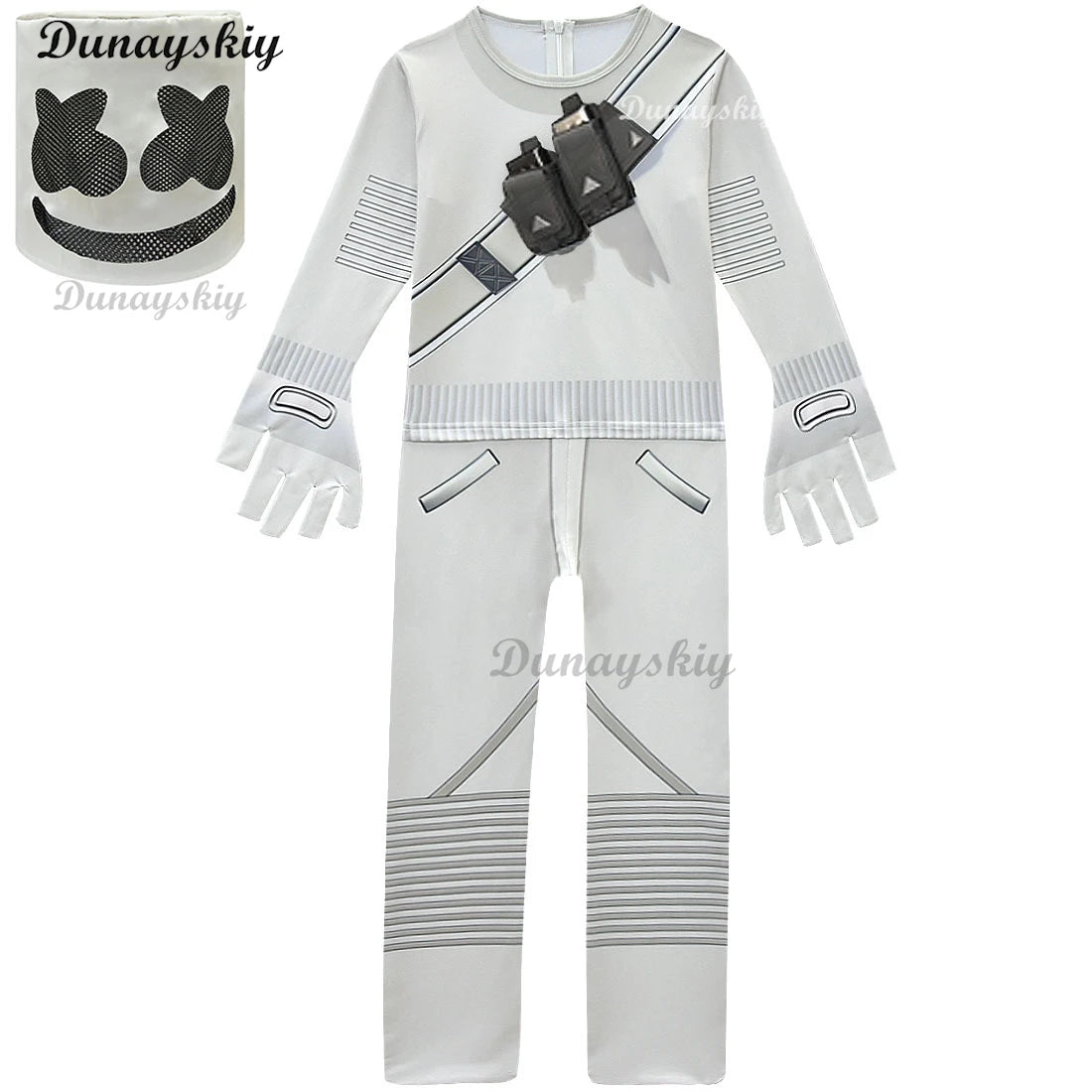 Electronic Sound Singer DJ Marshmello Fortnites Costume Mask Girls Boys Halloween Christmas Cosplay Party Costume Hoodie set