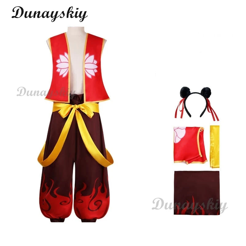 Movie Nezha Cosplay Nezha Birth of The Demon Child Cosplay Costume Red Top Outfits Ribbon Halloween Performance Cos Costumes