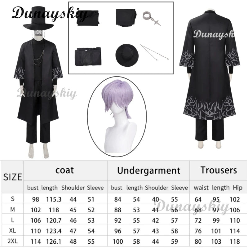 Anime KPop Demon Hunters Saja Boys Cosplay Costume Wig Black Uniform Outfit For Men Women Baby Coat Hat Belt Props Carnival