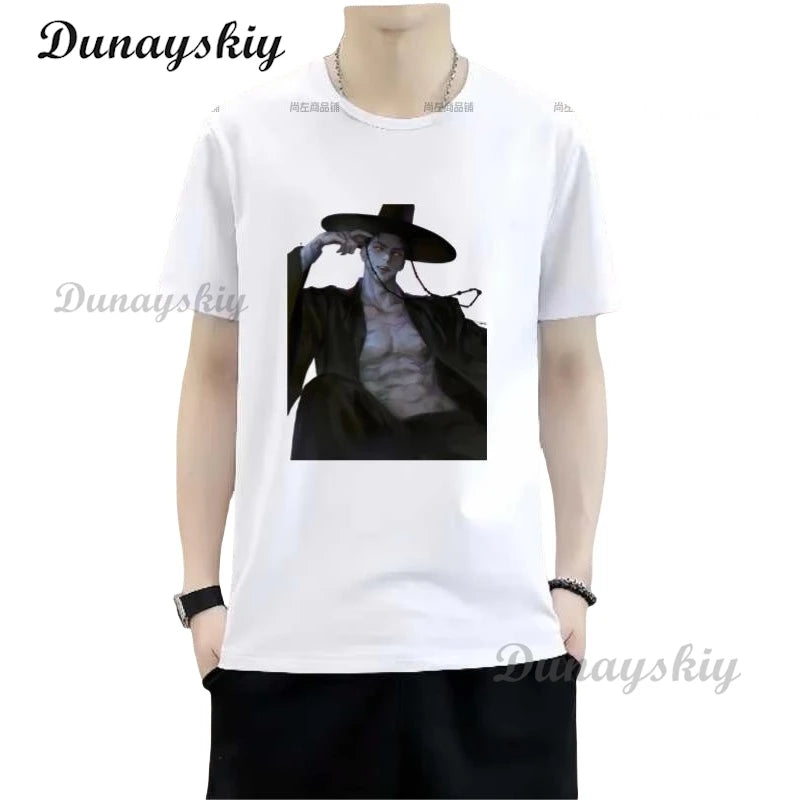 Vintage Washed T-Shirt Cosplay K Pop Demon Hunters Team Anime Simple T Shirts Popular Tshirt for Male Beach Aesthetic Print Top