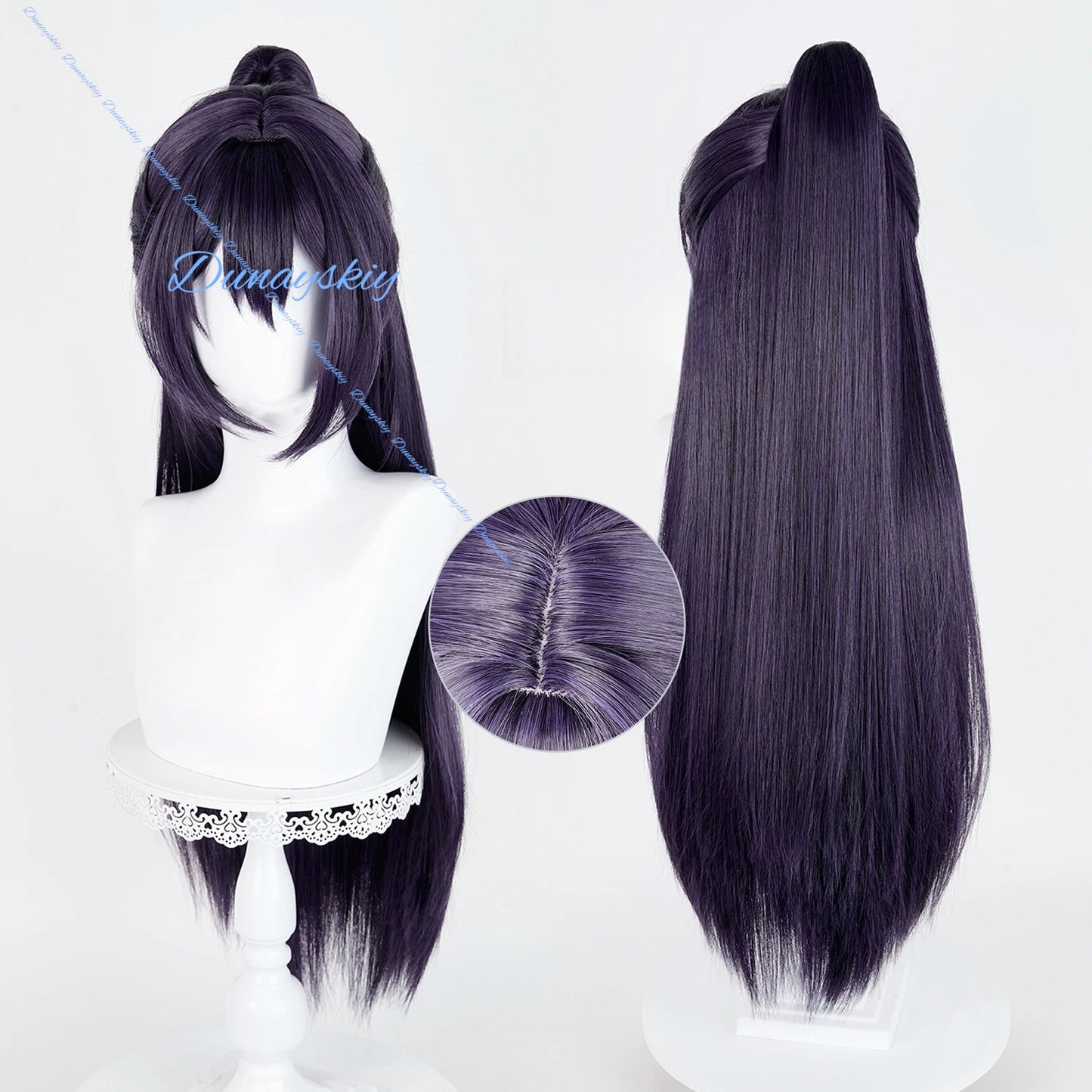 Hong Lu Cosplay Wig 80cm Dark Purple Grey Wigs Cosplay Anime Limbus Company  Heat Resistant Synthetic Hair Halloween