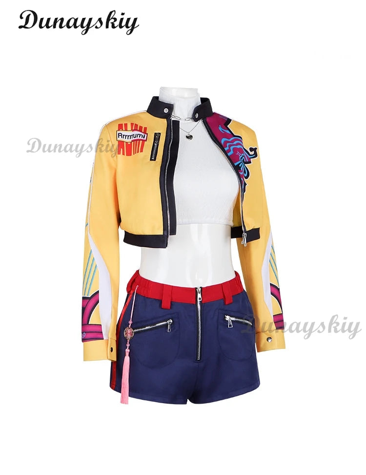 K-Pop Rumi Demon Hunters Stage Cosplay Costume Wig Coat Short Halloween Girl Group Idol Roleplay Outfit Women Sexy