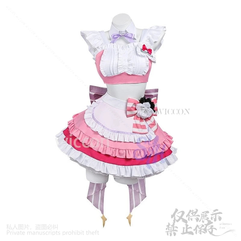 Game NIKKE：The Goddess Of Victory Dorothy Doro Cosplay Anime Coffee Maid Costume Kawaii Pink Ruffles Bow Cake Dress Halloween