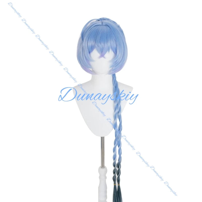 Game Zenless Zone Zero ZZZ Lucia Cosplay Wig Prop Corn Blue Braids Wigs Heat Resistant Synthetic Wigs + Wig Cap