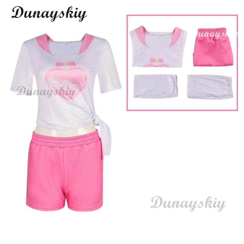 Anime Pripara Hojo Sophy Manaka Laala Minami Mirei SoLaMi♡SMILE Cosplay Costume T-shirt Shorts Wig Woman Sexy Lovely Daily Suit