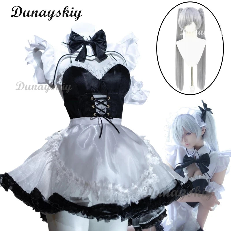 Game Goddess Of Victory: Nikke Cinderella Black White Maid Dress Cosplay Costume Wig Party Uniform Halloween Play Role Dress