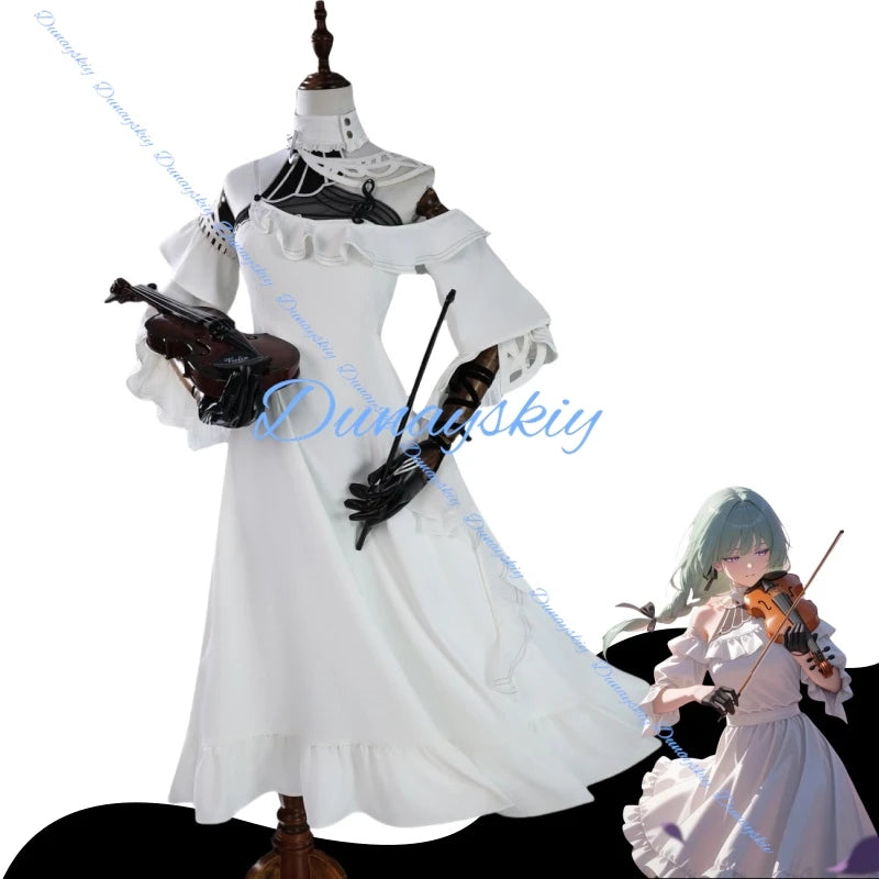 Anime Game Wuthering Waves Phrolova Suit Gorgeous White Dress Uniform Cosplay Costume Wig Halloween Party Outfit Women