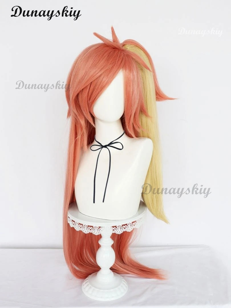 Hazzbin Cherry Bomb Wig Anime Cosplay Rainbow Color Hair Hotel Woman Cosplay Pre Crimped Wig Hair Heat Resistant