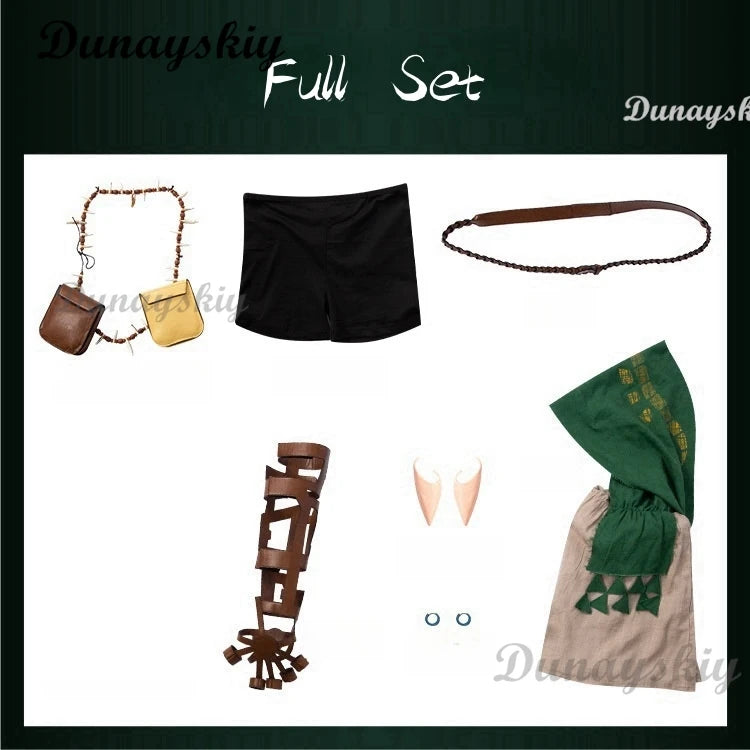 Game Link Cosplay Warrior Costume Men's Cape Shorts Full Set Battle Uniform Suit Halloween Carnival Party Hunter Customized