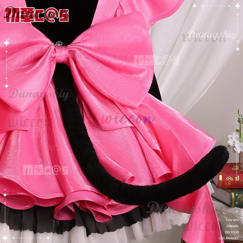 Kinomoto Sakura Cosplay Costume Anime Card Captor Sakura Headwear Women Halloween Cute Black Pink Dress THE THUNDER Ears Tail
