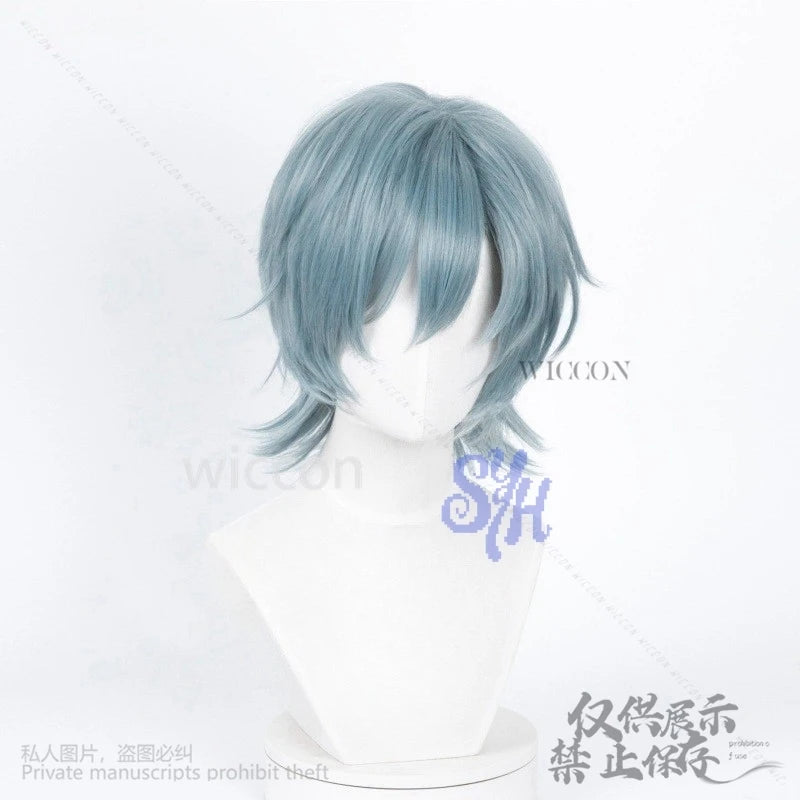 Saja Boy Mystery Cosplay Wigs Anime Movie Demon Purple-gray Synthetic Short Straight Hair Curling Hair Accessories Halloween Cos
