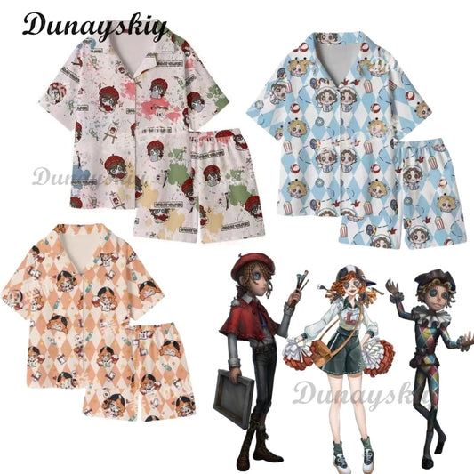 New Anime Identity V Cosplay Painter Cheerleader Acrobat Women Men Summer Short Sleeved Shorts Pajamas Home Clothes Costumes