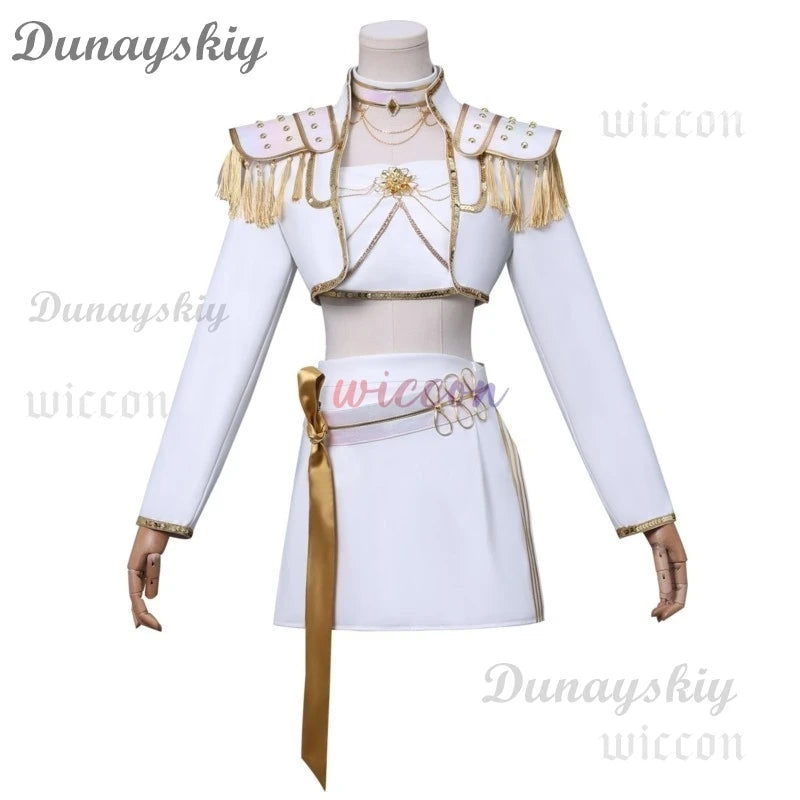 Huntrix WHAT IT SOUNDS LIKE Stage Rumi Mira Zoey Cosplay Uniform Movie Kpop Demon Hunters White Korea Idol Sexy Mini Dress 코스프레