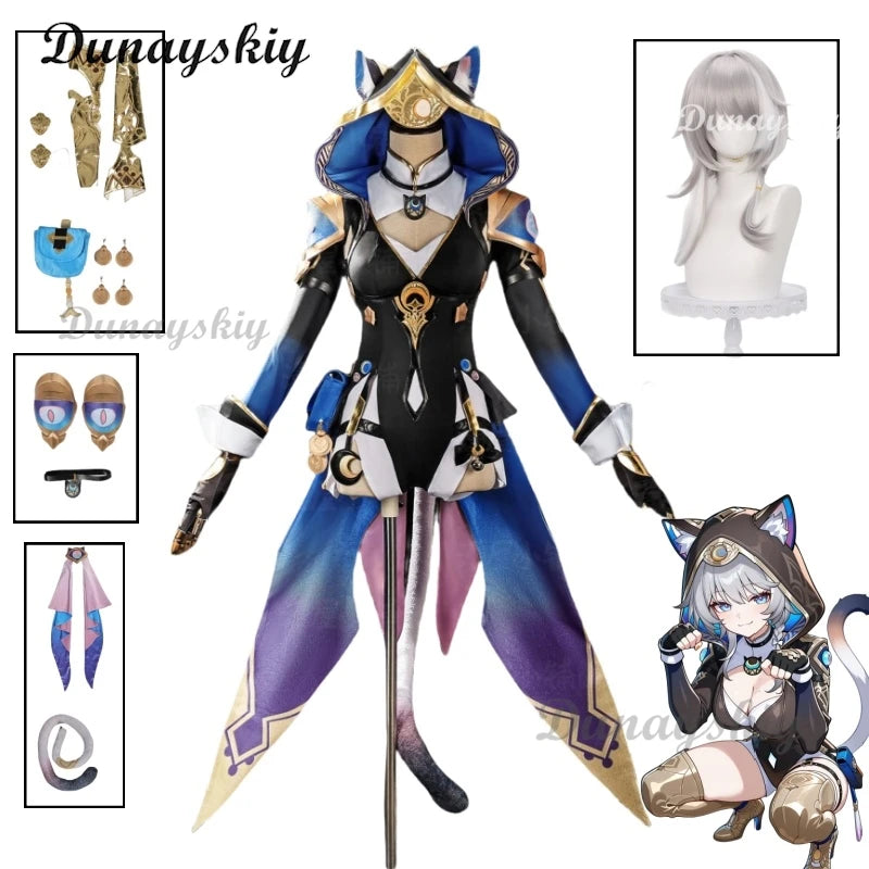 Honkai Star Rail Cipher Cosplay Costume Wig Uniform Cipher Cifera Bodysuit Hat Tail Amphoreus Halloween Party Women Girls Props