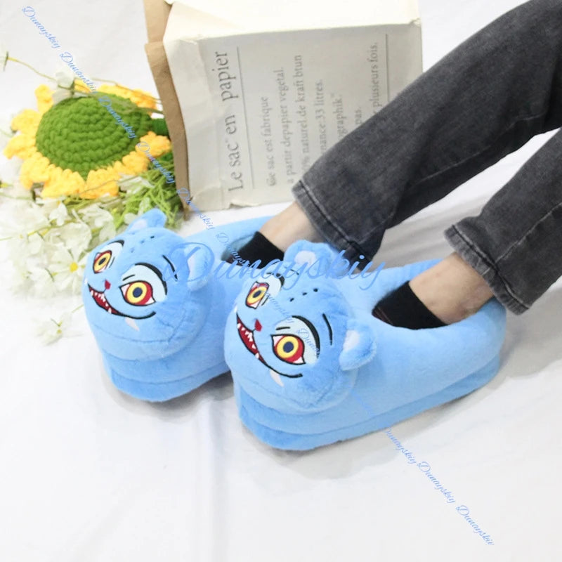2025 Kpop Demon Tiger Cosplay Shoes Plush Slippers Hunters Stuffed Shoe Home Winter cotton shoes Christmas Birthday