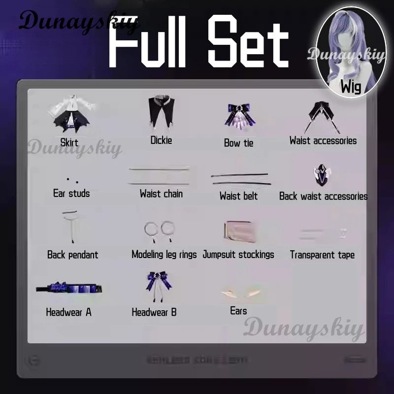 Vivian Cosplay Zenless Zone Zero Costume Wig Black Purple Dress Headwear Full Set For Women Girls Mockingbird Halloween Carnival