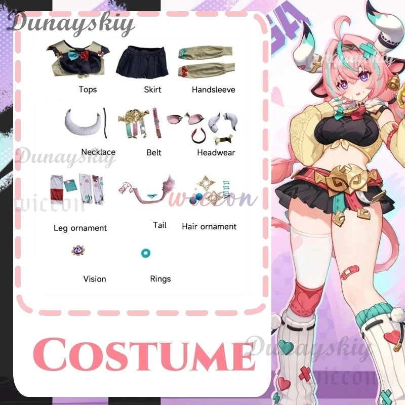 Game Genshin Impact Varesa Cosplay Varesa Cosplay Wig Horn Accessory Uniform New Dress Suit Anime Shoes Carnival Party Outfit