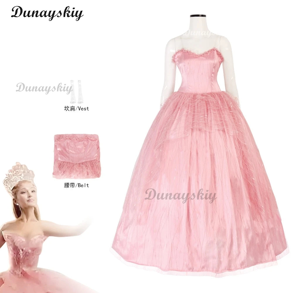 Movie Wicked Glinda Cosplay Costume Witch Women Purple Dress Princess Skirt Wedding Uniform Masquerade Carnival Clothes Outfit