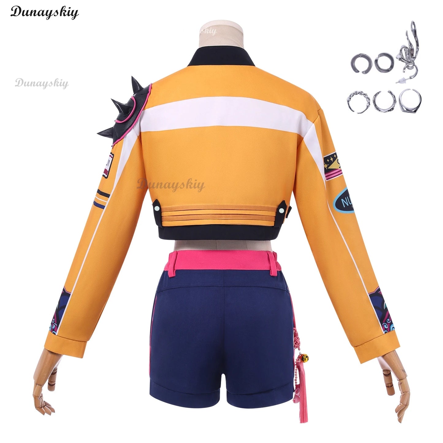 Superstar Rumi Cosplay Costume Wig Anime KPop Demon Hunters Cos Necklace Earrings Girl Group Suit Women Halloween Party Roleplay