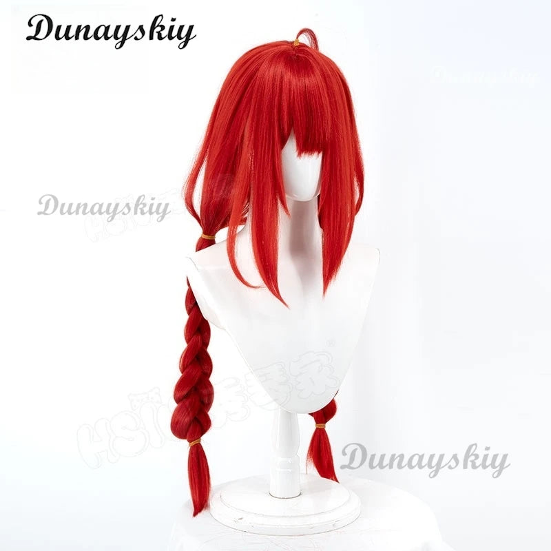 Game Zenless Zone Zero Ukinami Yuzuha Cosplay Wig Red Double Braid Long Hair Spook Shack Halloween Party Women Girls Carnival