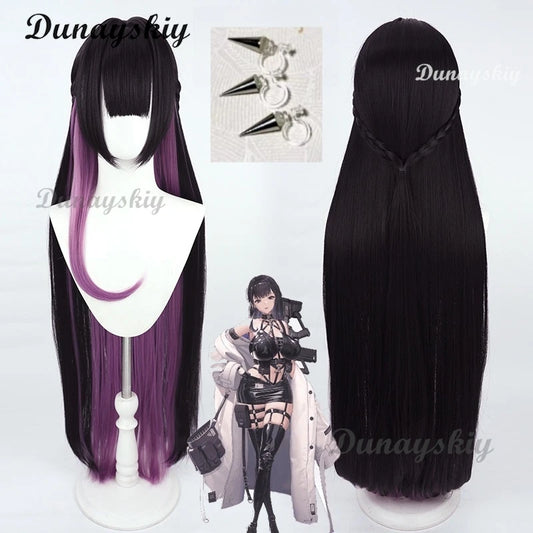 NIKKE Goddess of Victory Mihara Cosplay Wig Earrings Long Straight Women Hair Heat Resistant Synthetic Hair