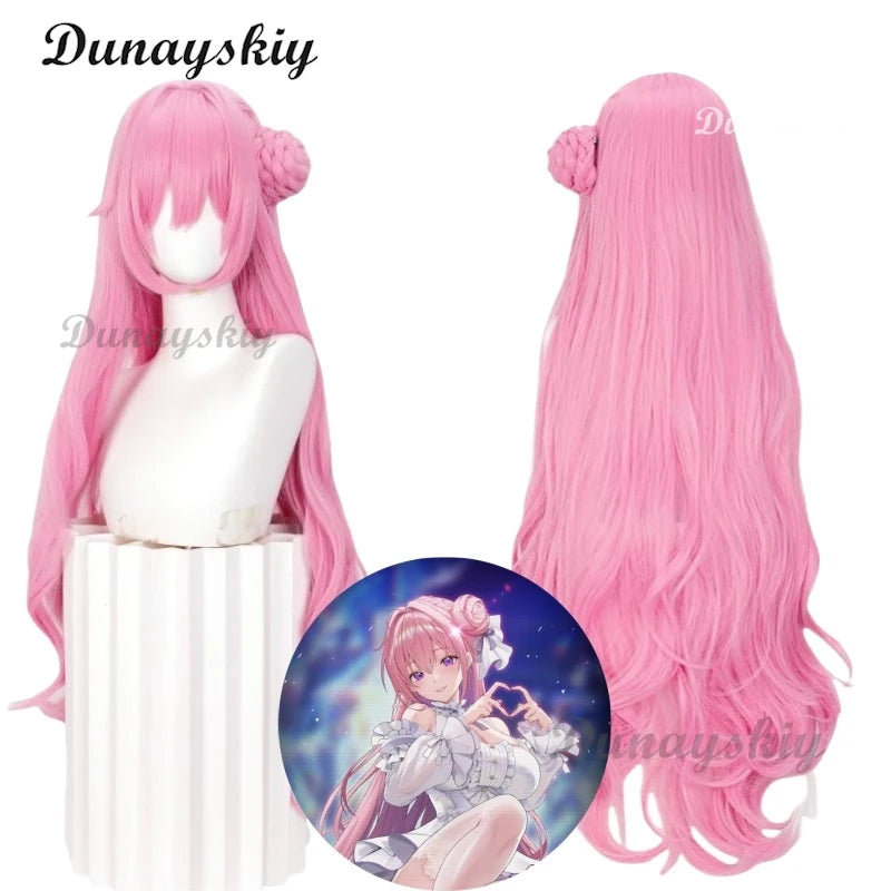 Game Dorothy Doro Goddess of Victory Nikke Cosplay Prop Pink Long Curly Wig Cute Bun HAIR Girl Women Cos Halloween Customized