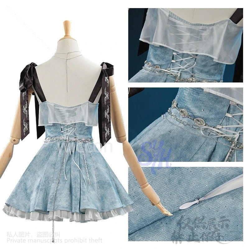 game Love And Deepspace heroine cosplayanime costume Denim Dress blue Sleeveless Vintage Mini Dresses Y2K Halloween customized