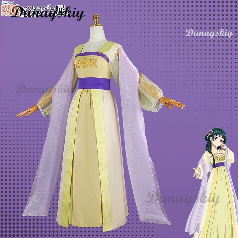 Maomao Cosplay Clothing Yellow Dress Anime S2 Apothecary Diary Costume Wig Adult Women Role Play Fancy Dress Up Party Cos