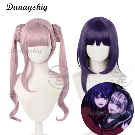The Hundred Line Kako Tsukumo/ Ima Tsukumo Cosplay Wig Purple Double Ponytail Hair Last Defense Academy Halloween Party Carnival