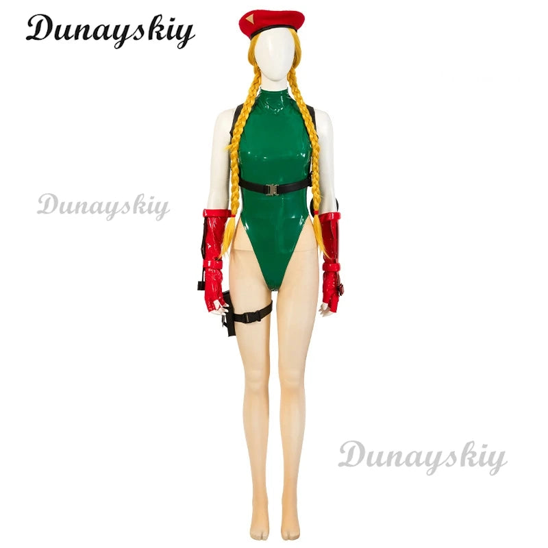 Game StreetFighter Cosplay Anime Cammy Cosplay Jumpsuits Hat Bodysuit Sexy Woman Uniform Halloween Christmas Carnival Customized