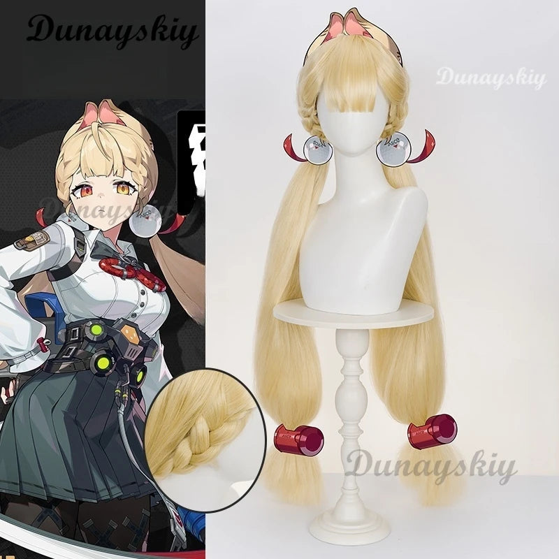 Zenless Zone Zero Alice Thymefield Cosplay Wig 90cm Gold Thick Volume Wigs Cosplay Anime Heat Resistant Synthetic Hair