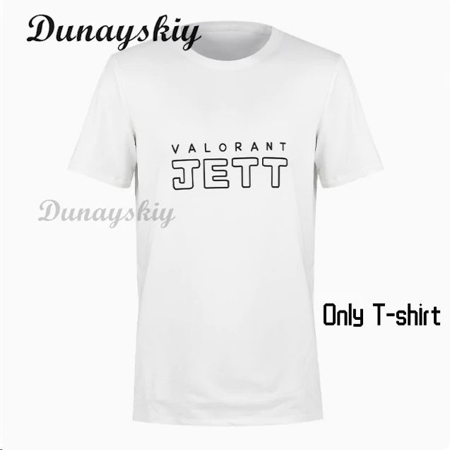 Game Valorant Jett Cosplay Costume wig White Jacket Coat T-shirt Outfits Adult Men women Halloween Carnival Suit