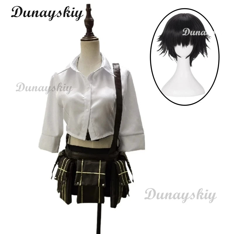Game Devil Hunter May Cry Lady Cosplay Shirt Costume Wig Skirt Mary Ann Halloween Party Anime Event Roleplaym Suit