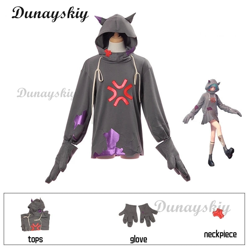 Infinity Nikki Cosplay Costume Wig Grey Hoodie Lolita Set Women Kawaii Girls Sweet Outfit Halloween Party Outfit