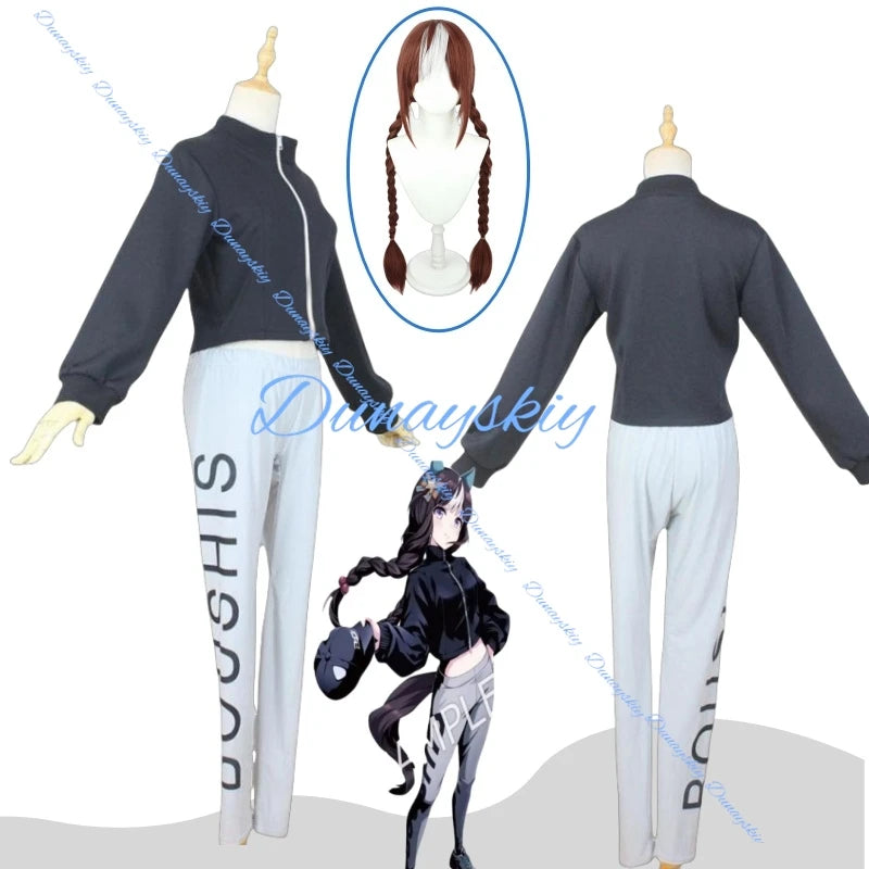 Hokko Tarumae Cosplay Costume Wig Top Pant Suit Game Pretty Derby Cosplay Dress Halloween Carnival Uniforms Party Suit