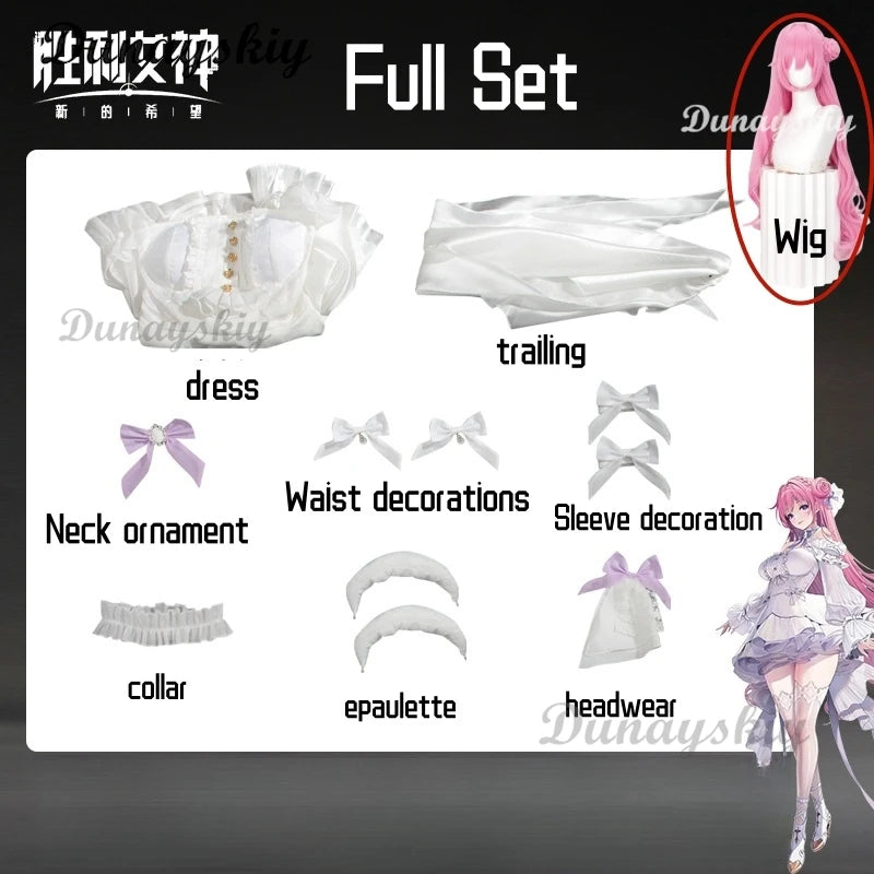 Nikke The Goddess Of Victory Dorothy Cosplay Costume Wig White Princess Dress Role Play Outfits Halloween Carnival Party Uniform