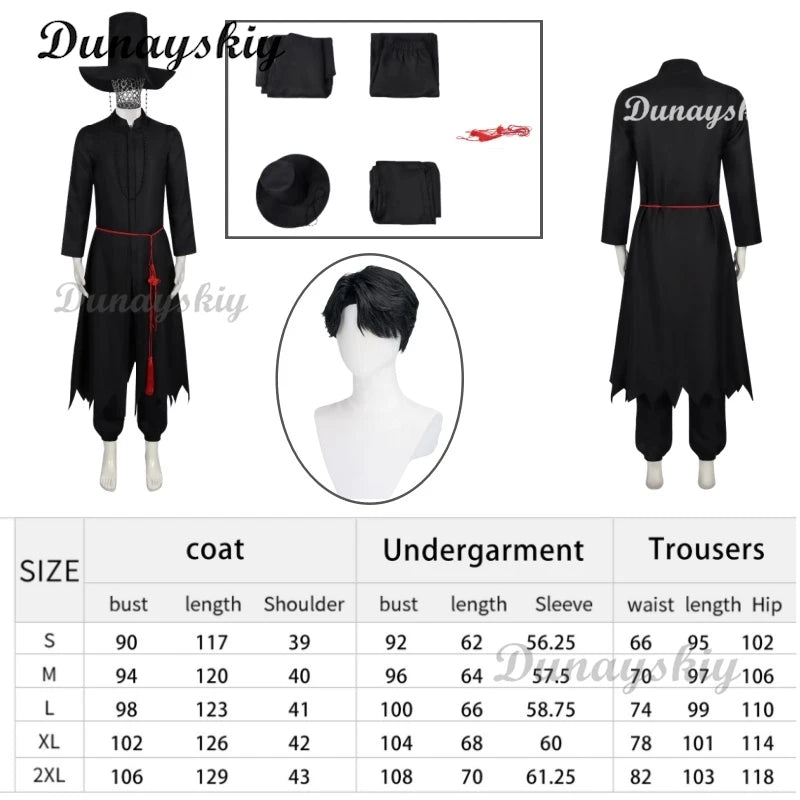 Anime KPop Demon Hunters Saja Boys Cosplay Costume Wig Black Uniform Outfit For Men Women Baby Coat Hat Belt Props Carnival