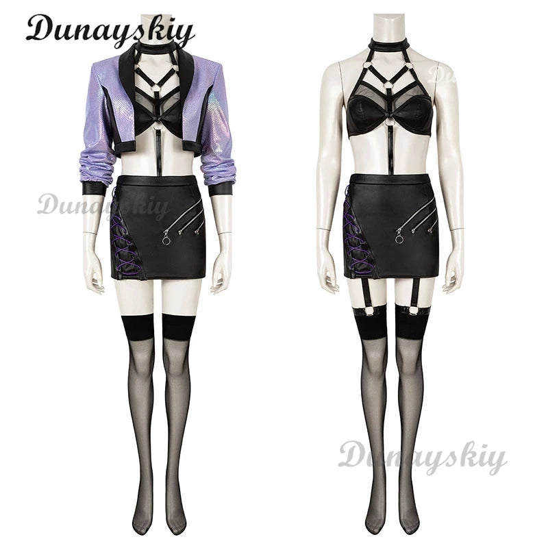 KDA Evelynn Cosplay Costumes Game Agony's Embrace Uniform Dress Wig Halloween Party Role Play Sexy Clothing for Women Customized
