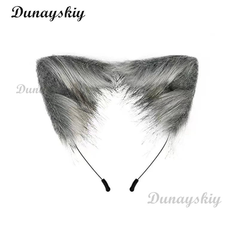 Fluffy Fur Fox Ear Headpiece Tail Cat Claw Glove Headband Necklace Cute Fox Japanese Anime Cosplay Costume Accessory Halloween