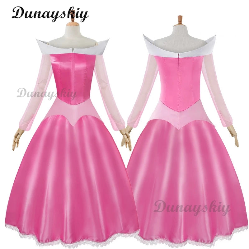 Halloween adult sleeping beauty blue dress Princess Aurora pink dress costume deluded stage dress S- XL accept custom order