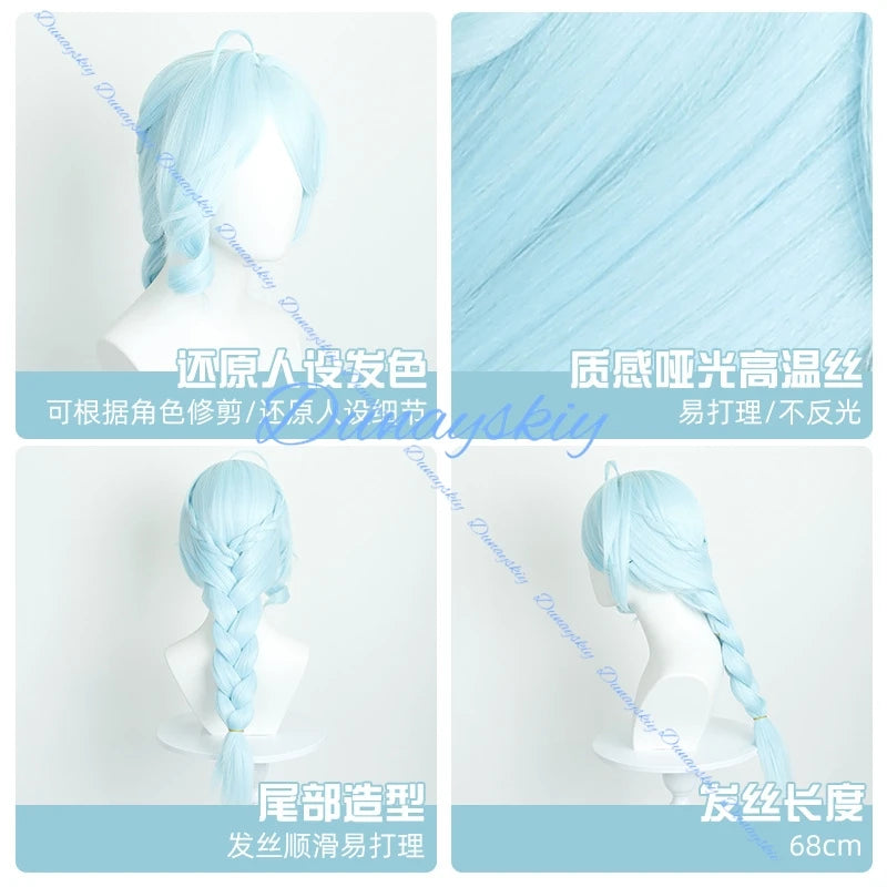 Game Zenless Zone Zero Seed Cosplay Wig 68cm Blue Wigs Pre Braided For Women Heat Resistant Synthetic Hair Halloween
