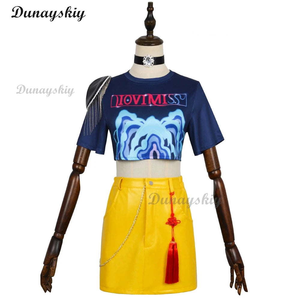 HUNTRIX K-Pop Mira Cosplay Costume Wig Demon Hunters Clothes Halloween Girls Group Idol Roleplay Outfit Women Customized