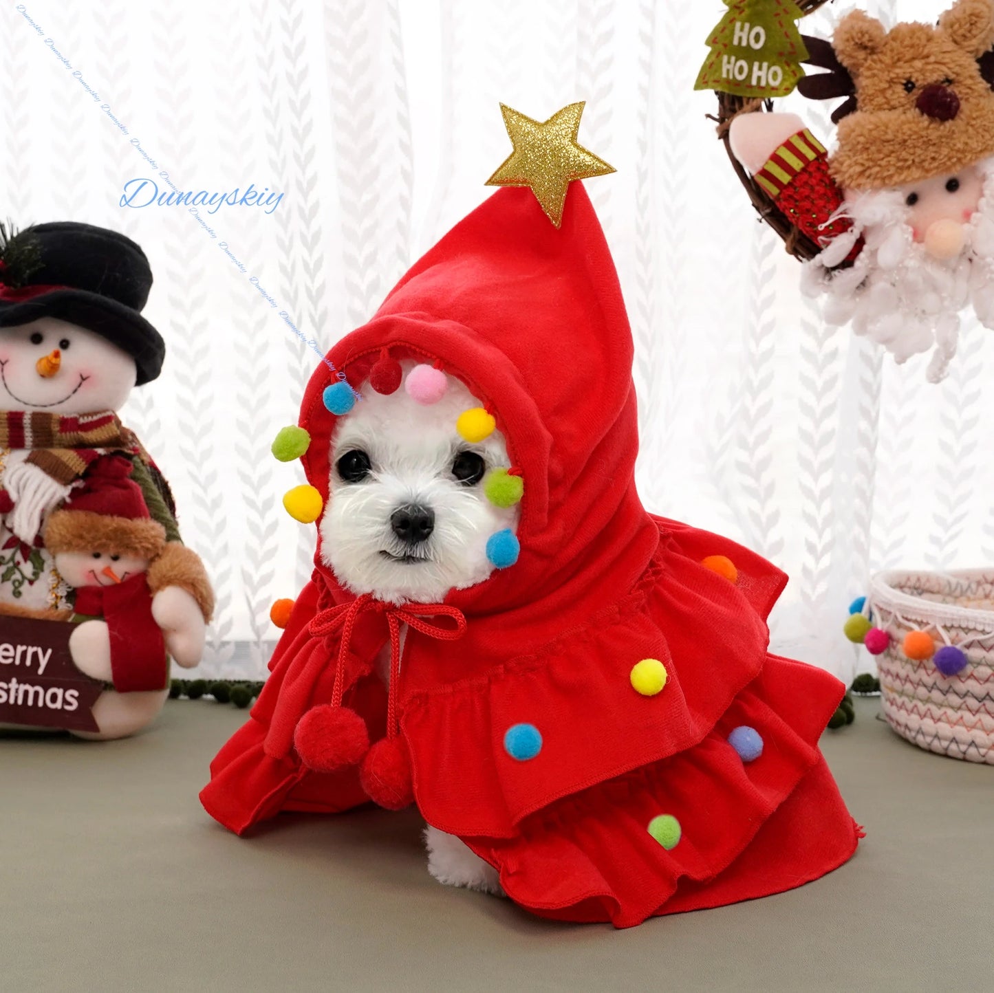 Holiday Supplies Party Cosplay Cope Christmas Dog Cloak Colorful High Quality Pet Cape Santa Tree Costume Puppy Coat