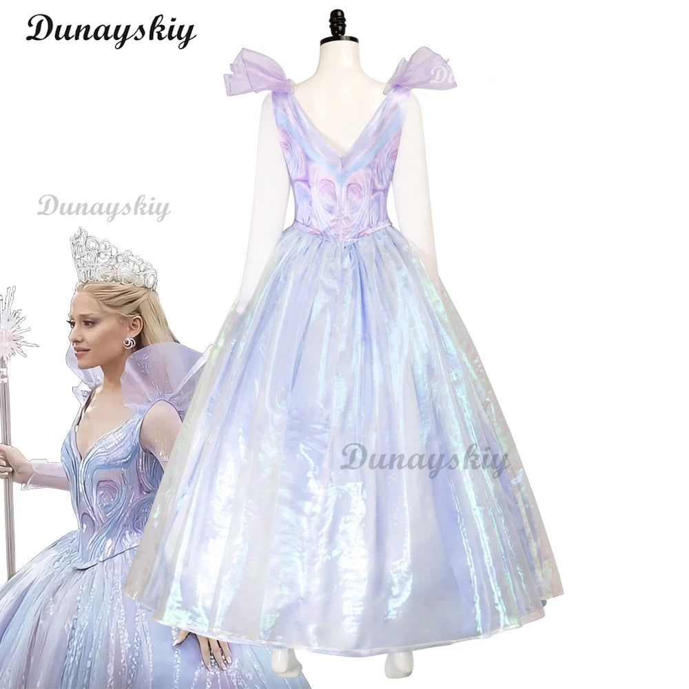 Movie Wicked Glinda Cosplay Costume Witch Women Purple Dress Princess Skirt Wedding Uniform Masquerade Carnival Clothes Outfit