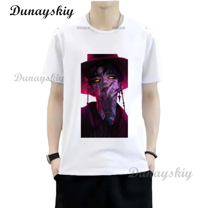 Vintage Washed T-Shirt Cosplay K Pop Demon Hunters Team Anime Simple T Shirts Popular Tshirt for Male Beach Aesthetic Print Top