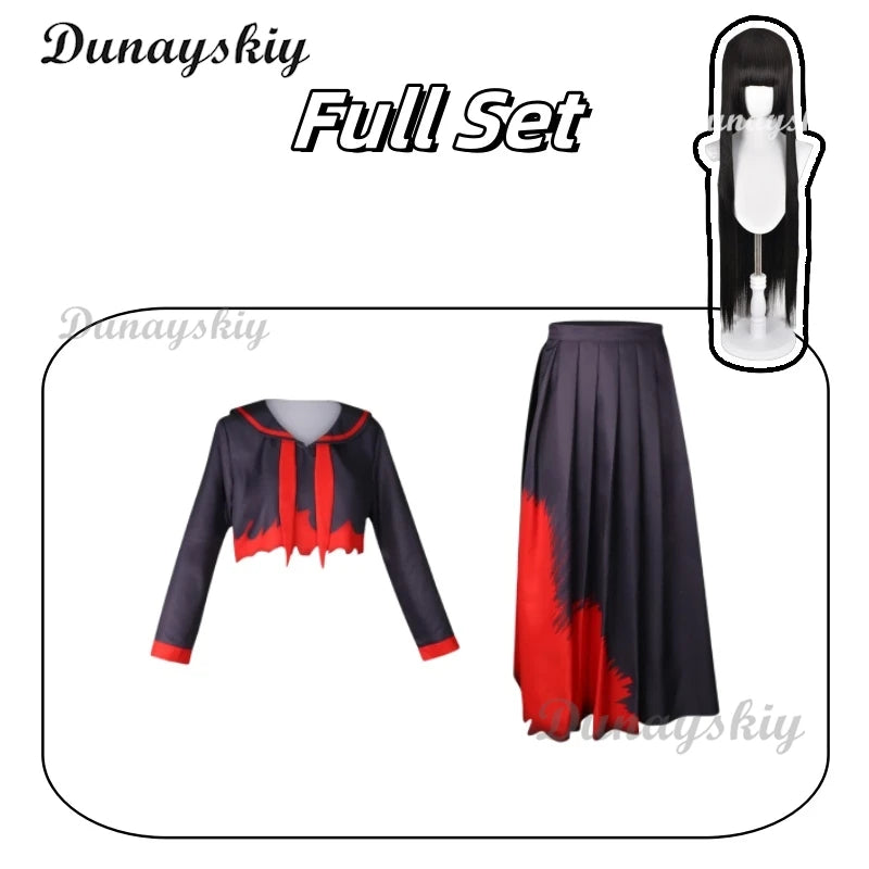Game Blue Archive Kenzaki Tsurugi Cosplay Costume Wig Japanese Black JK School Uniforms Long Skirt Woman Sexy Halloween Suit