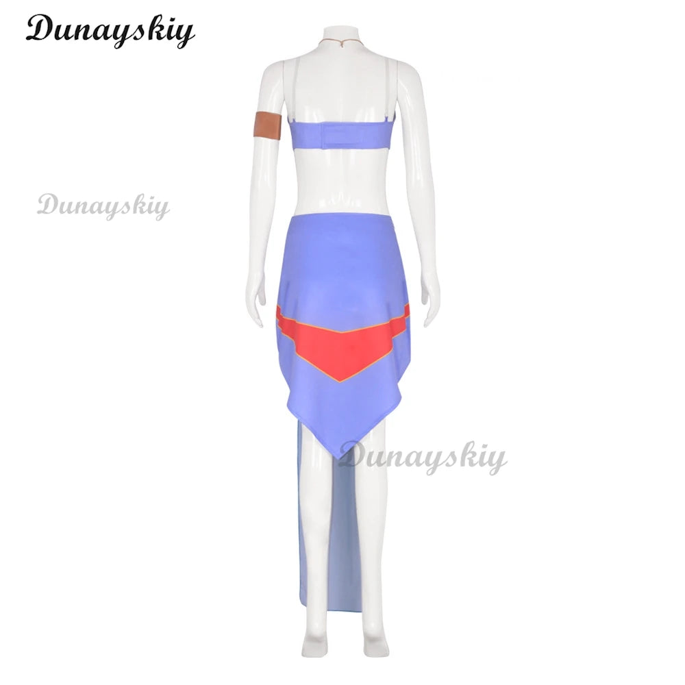 Anime Movie Kida Cosplay Halloween Princess Costume Blue Dress Suits Girls Carnival Fancy Sexy Lolita Long Wigs Party