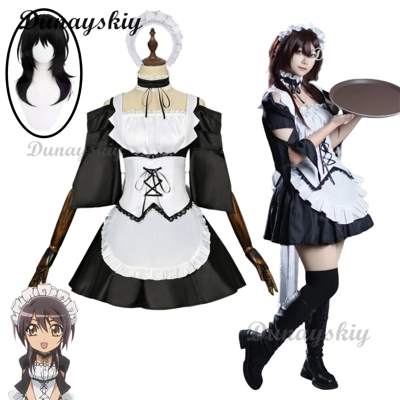 Anime Maid Sama! Kaichou Wa Maid-sama! Ayuzawa Misaki Cosplay Costume Maid Dress Wig Lolita Dress Woman Sexy Cute Halloween Suit
