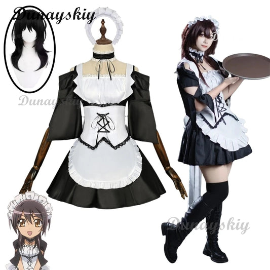 Anime Maid Sama! Kaichou Wa Maid-sama! Ayuzawa Misaki Cosplay Costume Maid Dress Wig Lolita Dress Woman Sexy Cute Halloween Suit